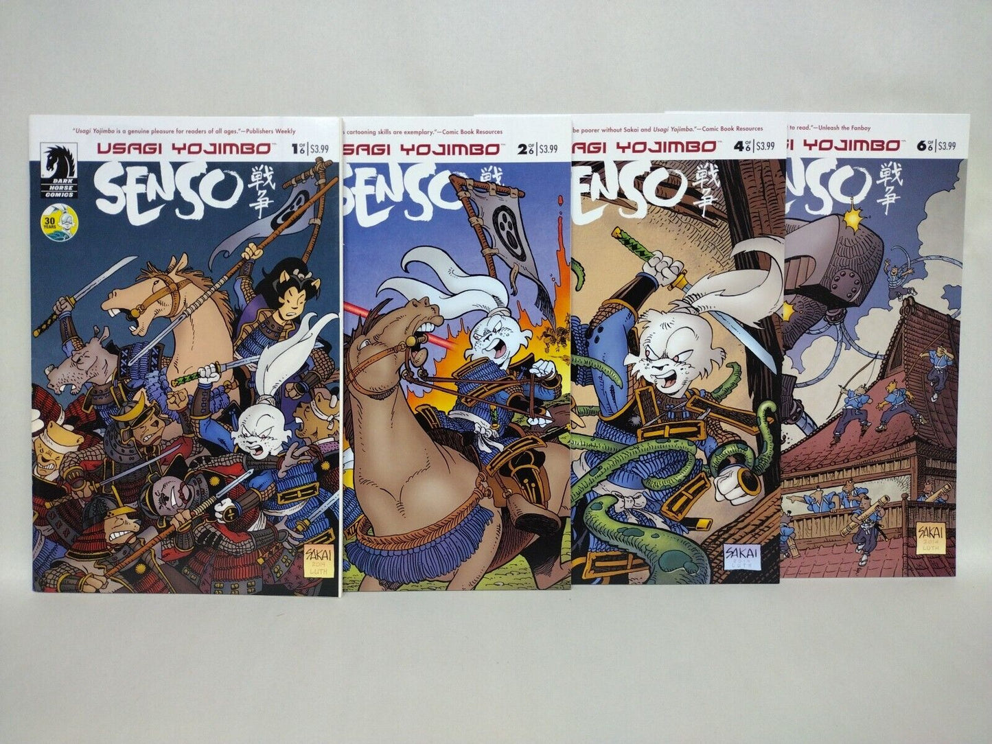 Usagi Yojimbo Senso (2014) Dark Horse Stan Sakai Comic Lot Set #1 2 4 6 VF-NM