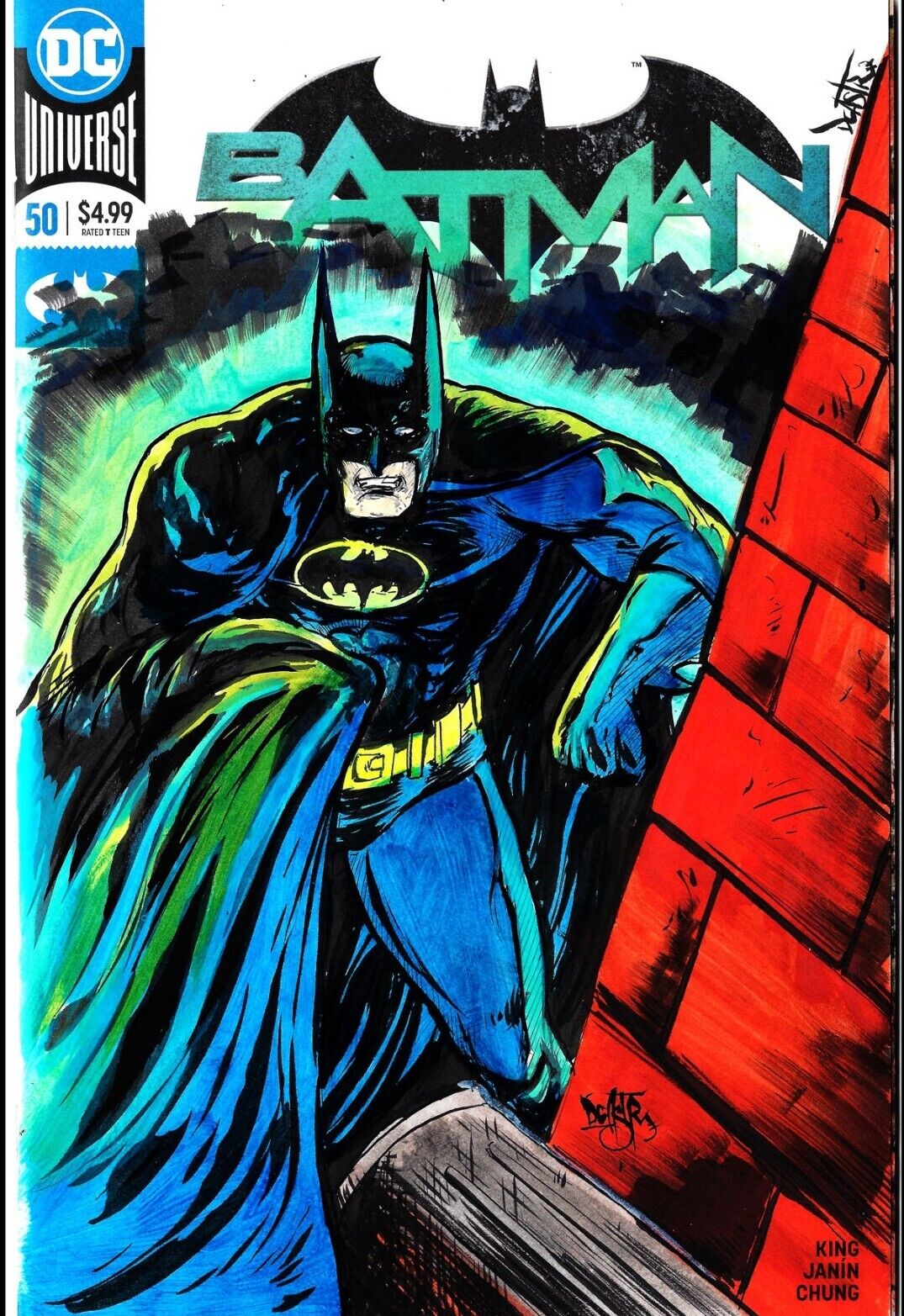 BATMAN #50 Blank Cover Variant Original DCastr Art COA