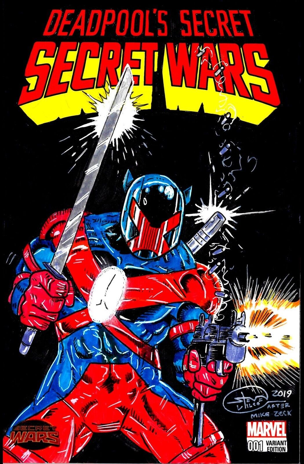 Deadpool's Secret Wars 1 Marvel Sketch Variant Comic W Original Stevn Wilcox Art