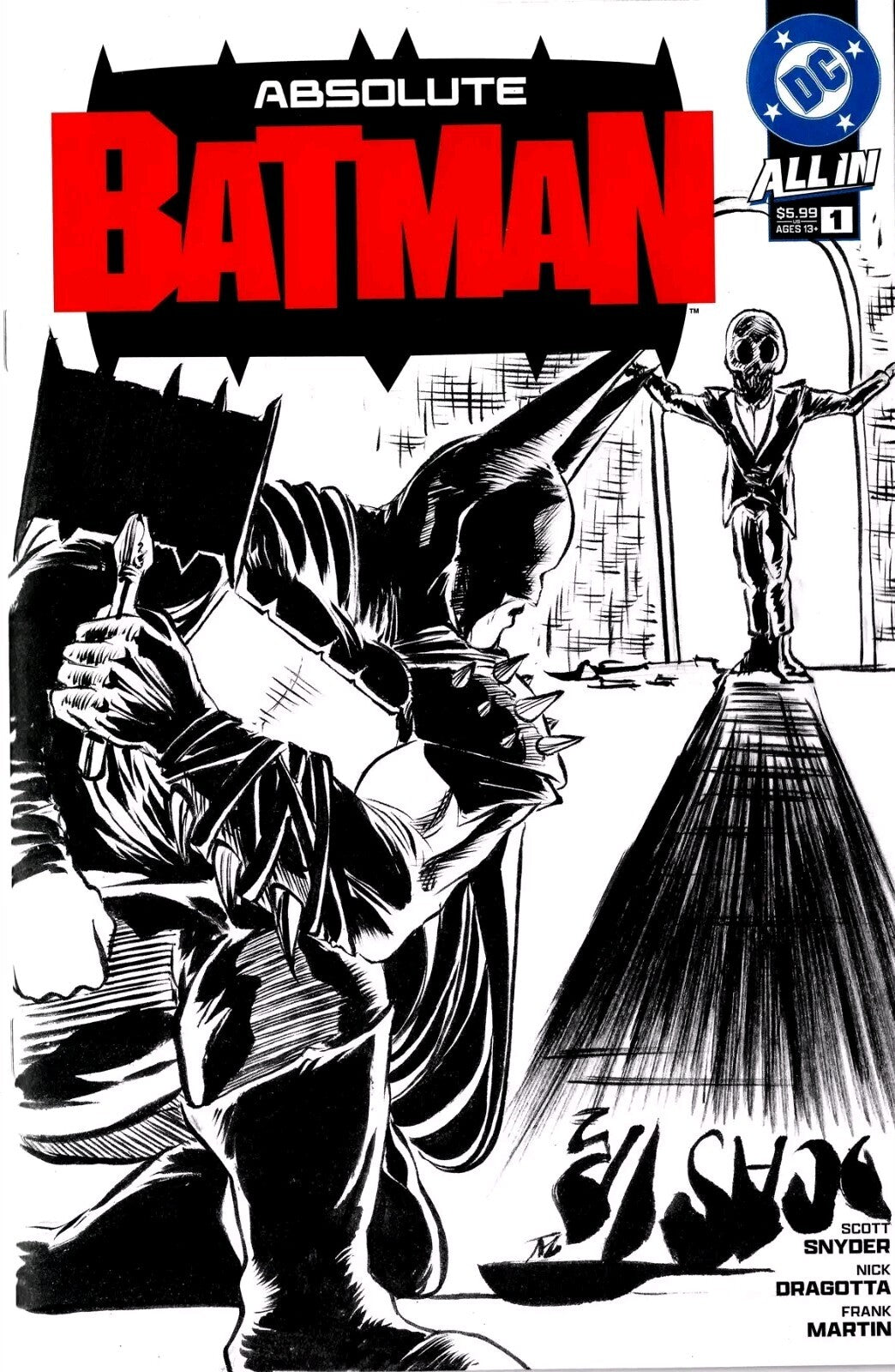 Absolute Batman 1 (2024) DC Comic Sketch 4th Variant Cover W Original DCastr Art