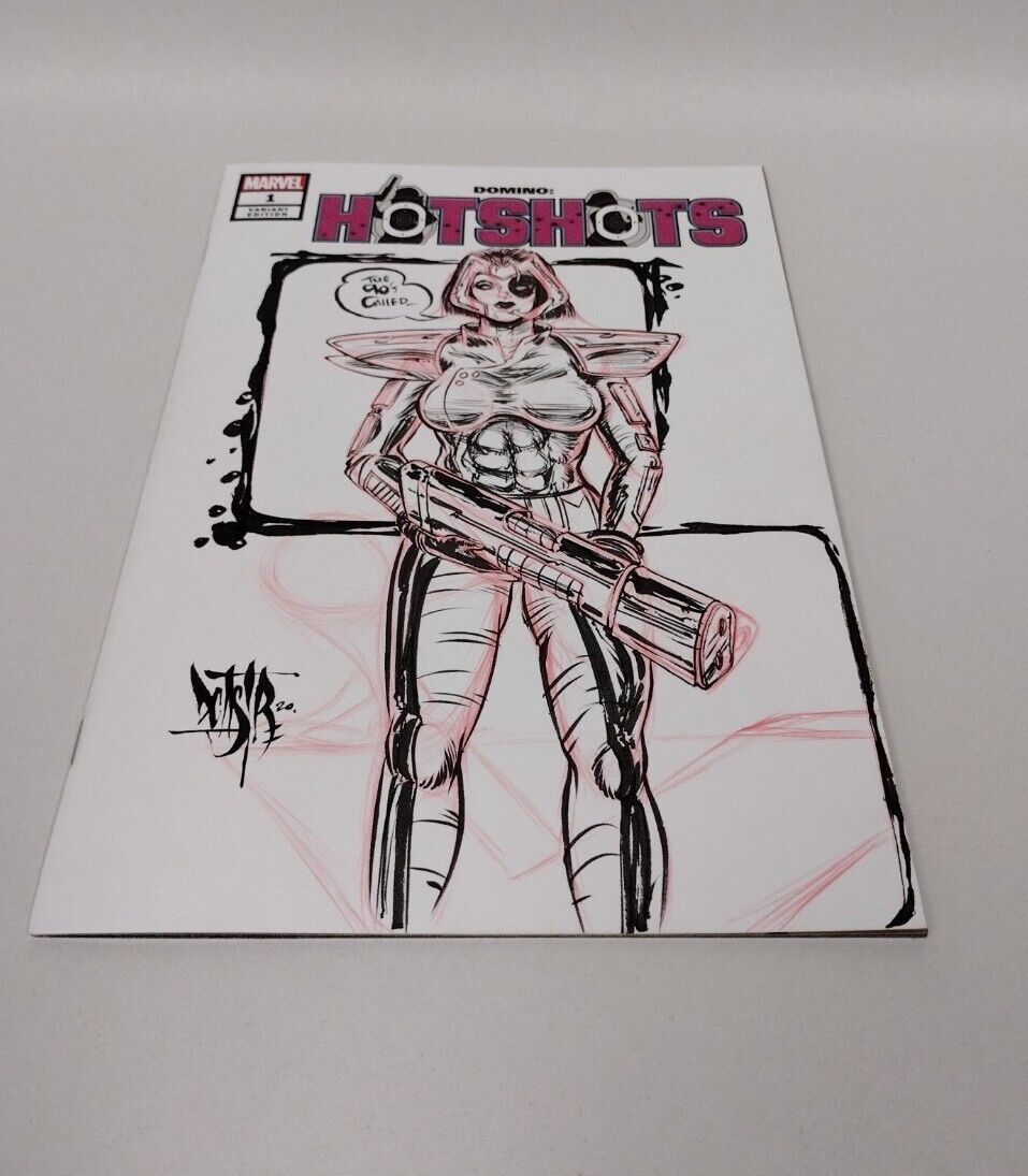 Domino: Hotshots #1 (2019) Blank Cover Variant Comic w Original Art DCastr 