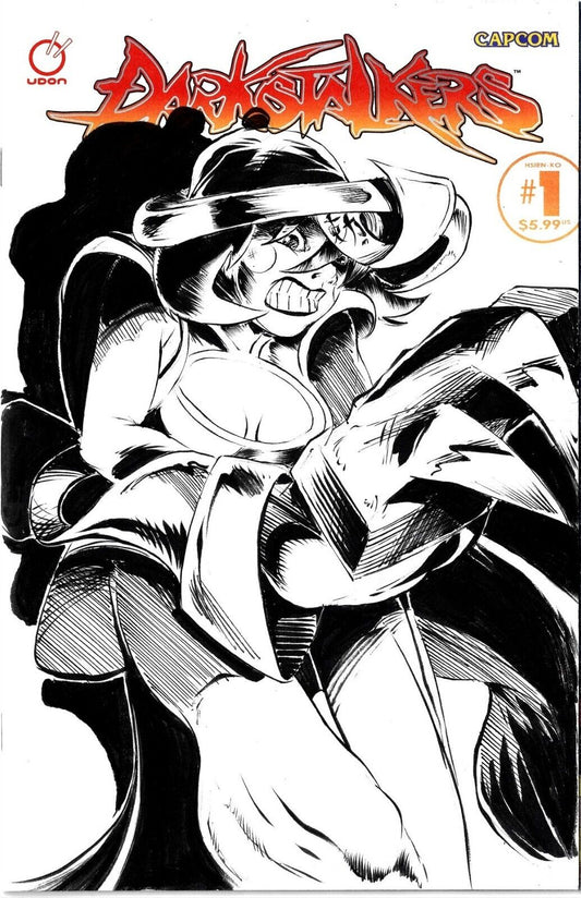 DARKSTALKERS HSIEN KO 1 Udon Capcom 2023 Sketch Cover Comic Original DCastr Art
