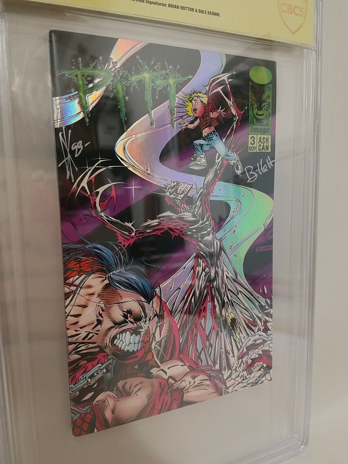 PITT (1993) Deluxe Holofoil Ashcan #3 CBCS 8.5 Signature Verified Keown Hotton