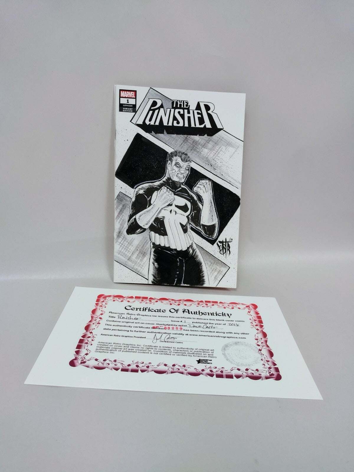 Punisher #1 (2018) Marvel Sketch Cover Variant Comic W Original Dave Castr Art