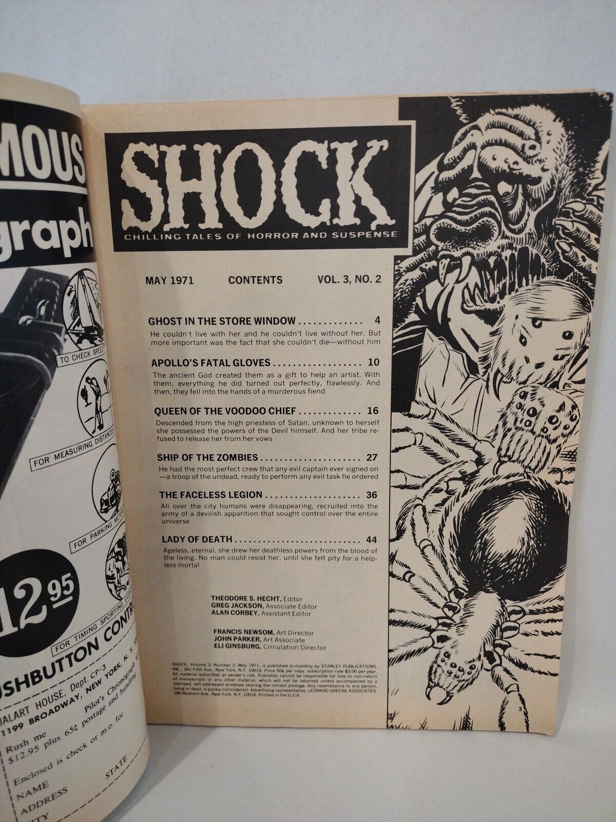 Shock Vol 3 #2 (1971) Stanley Publications Horror Magazine Undead Zombie Issue