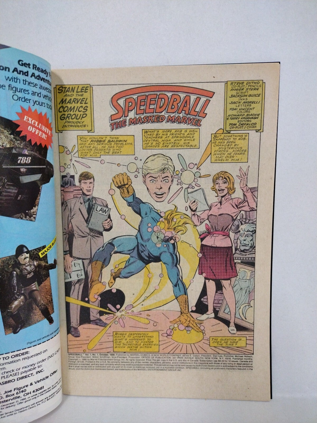 Speedball #1 (1988) Marvel Comic Robbie Baldwin Steve Ditko Roger Stern NM