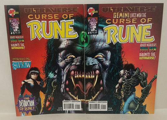 Curse Of Rune #1 (1995) Malibu Comic Lot Of 2 Kyle Hotz Connecting Cover Marvel