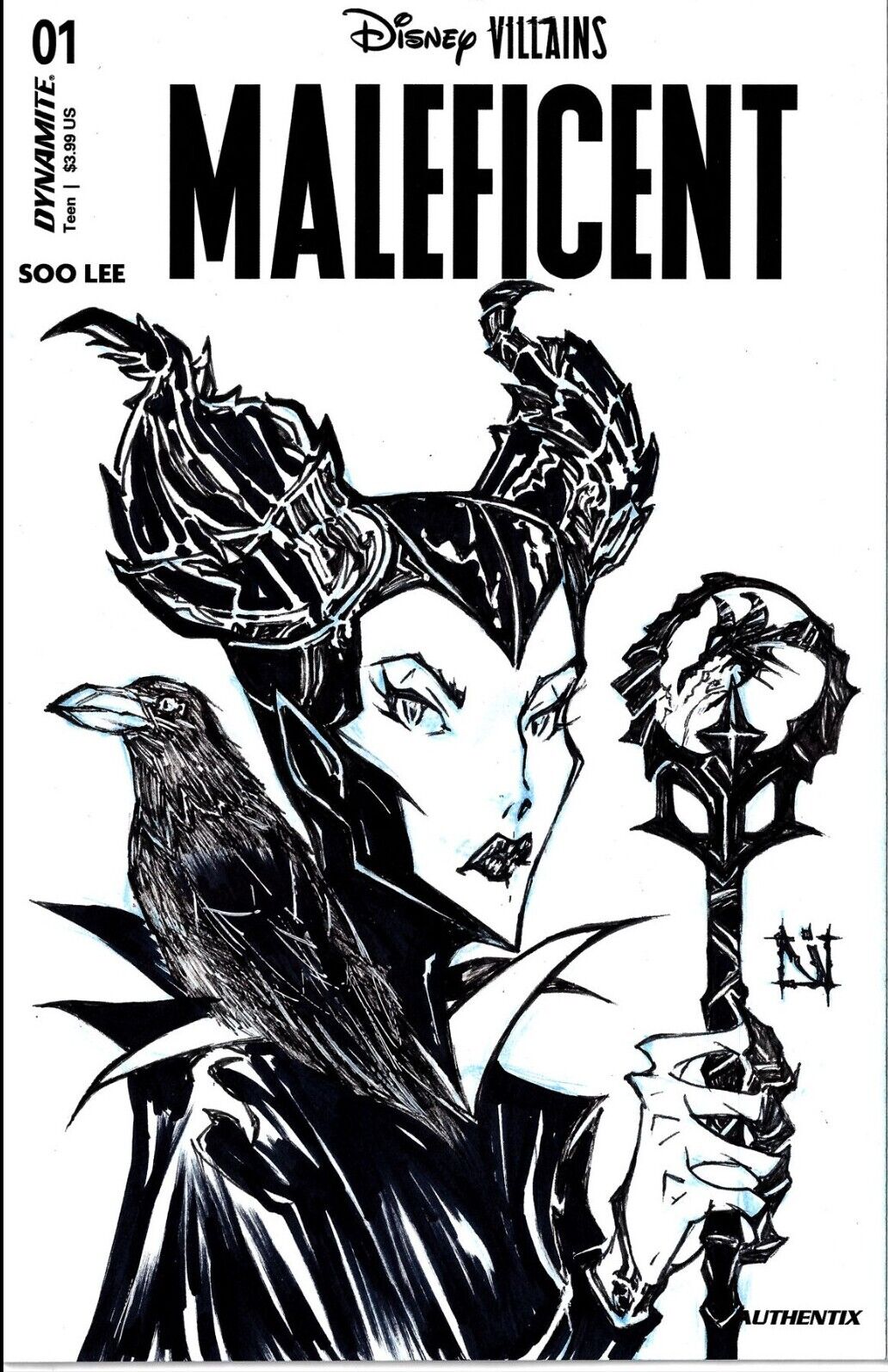 Maleficent #1 Dynamite 2023 Disney Sketch Variant Comic W Original JAG Art