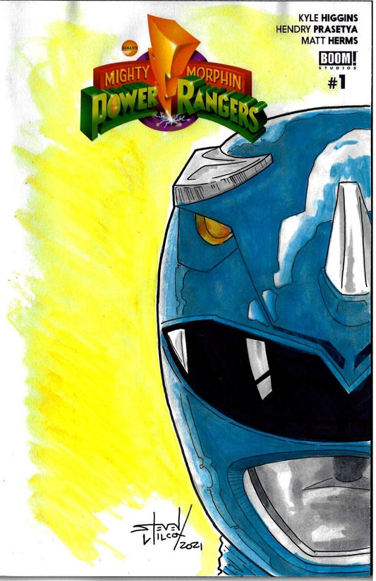 Mighty Morphin Power Rangers 1 Comic W Original Blue Ranger Art Steven Wilcox