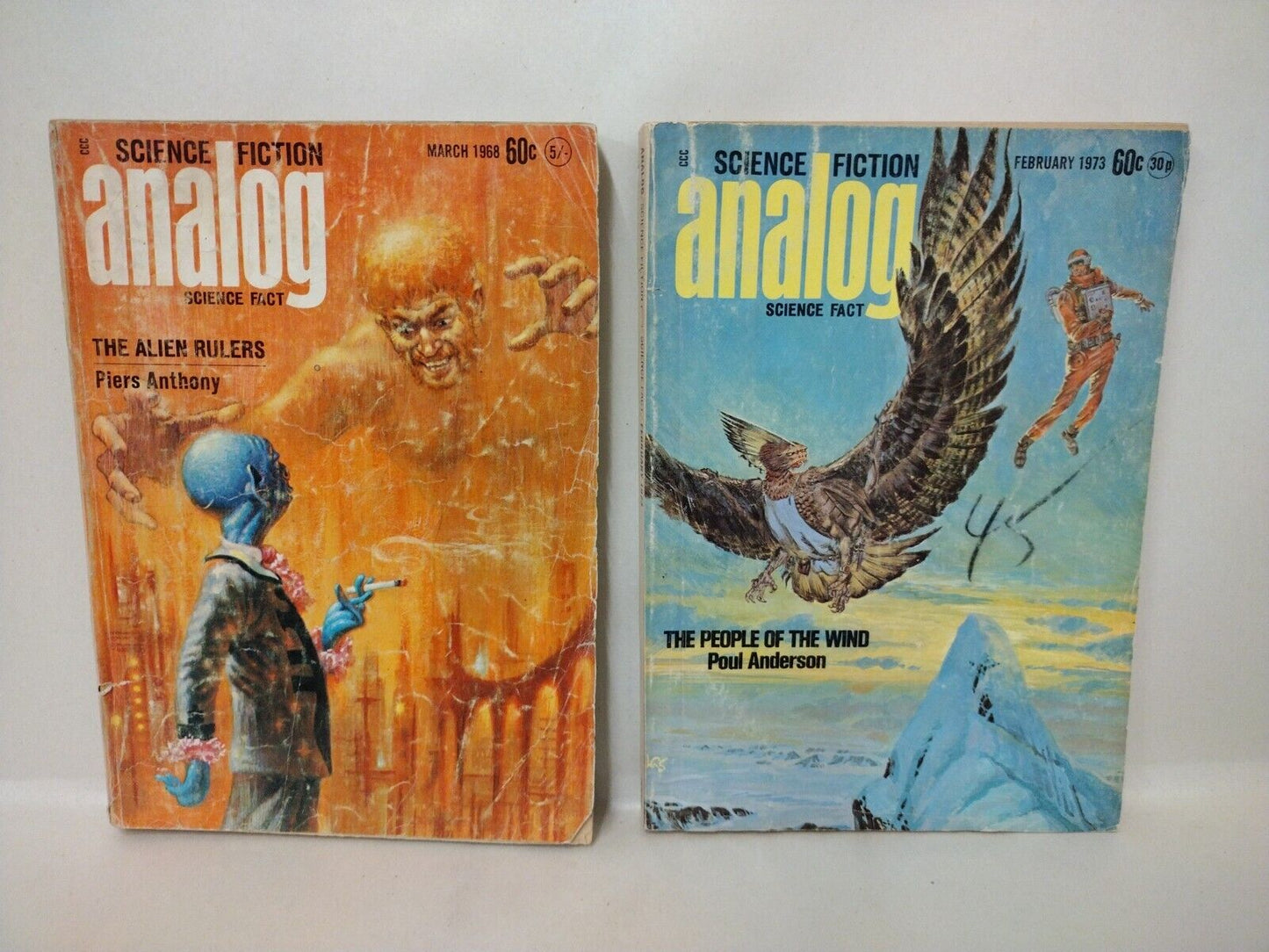 Analog Science Fact Fiction Lot of 7 Pulp Novels 1960-1976 Poul Anderson Aliens