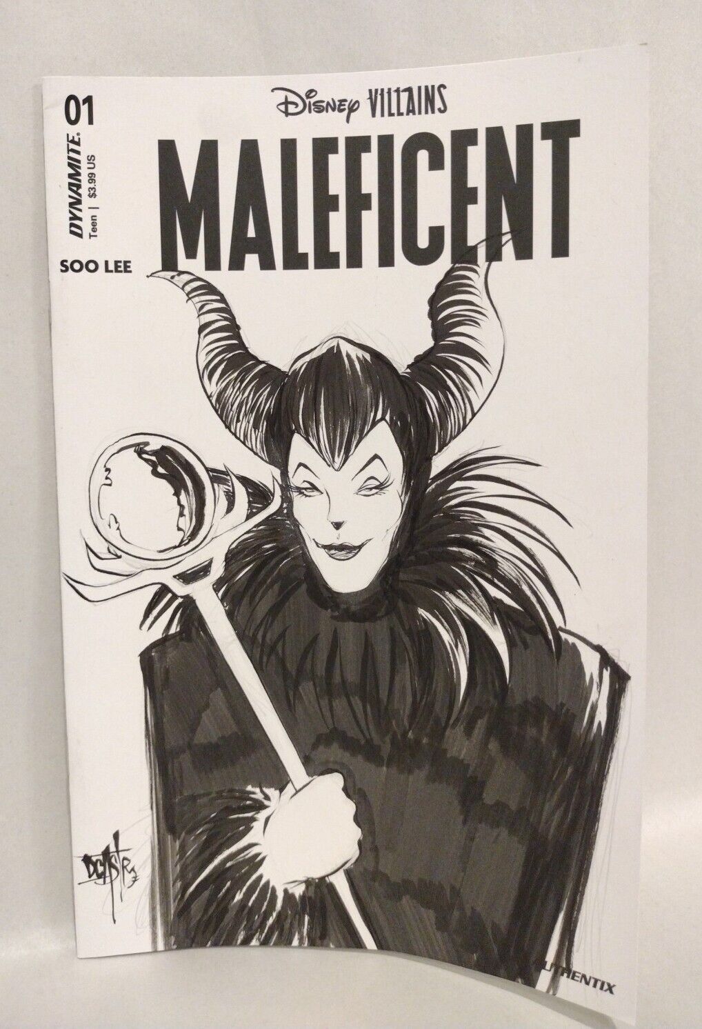 Maleficent #1 Dynamite 2023 Disney Villains Sketch Variant Comic W Original Art