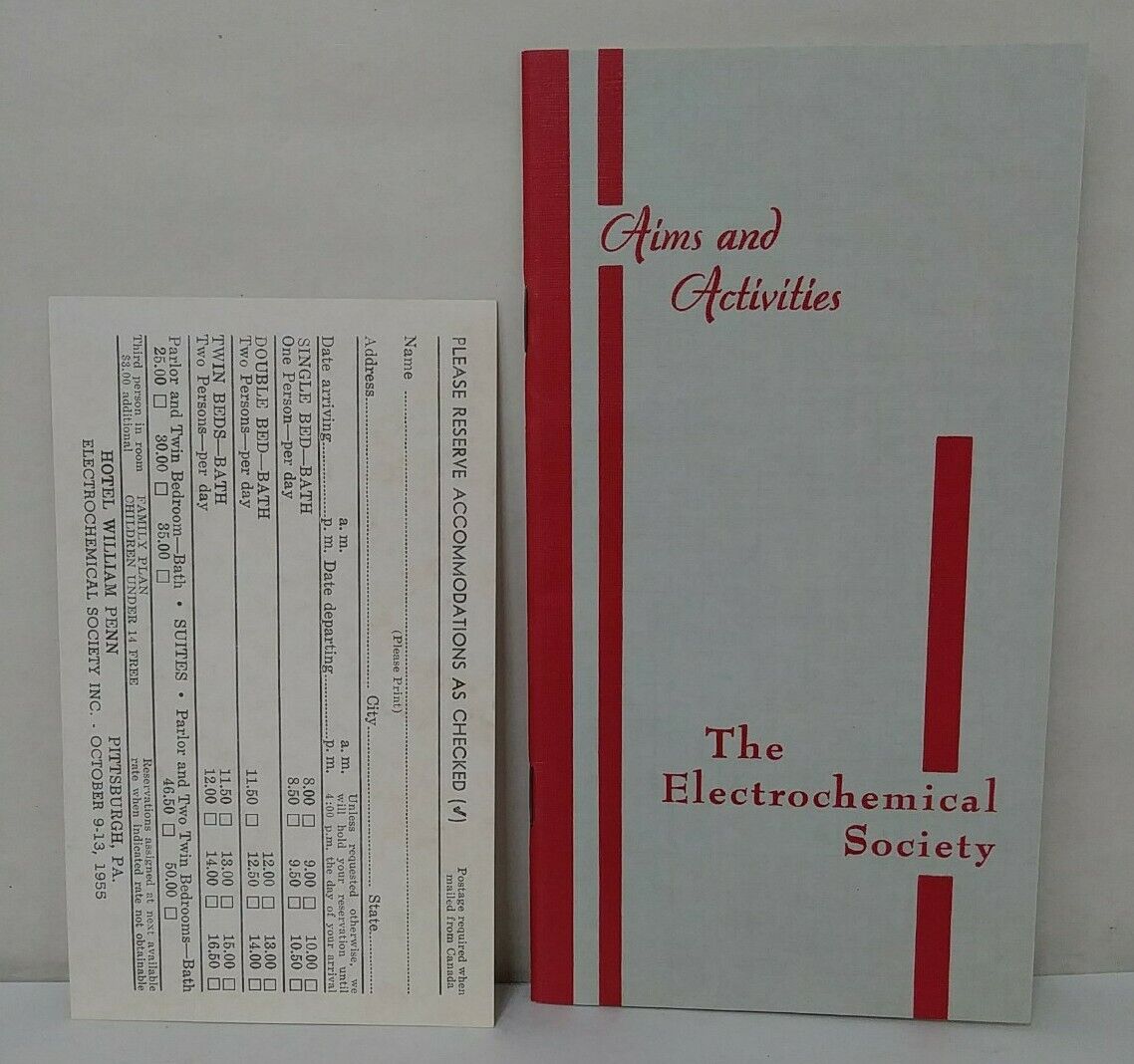 Electrochemical Society (1955) Journal Magazine Lot + Conference Program w Memo