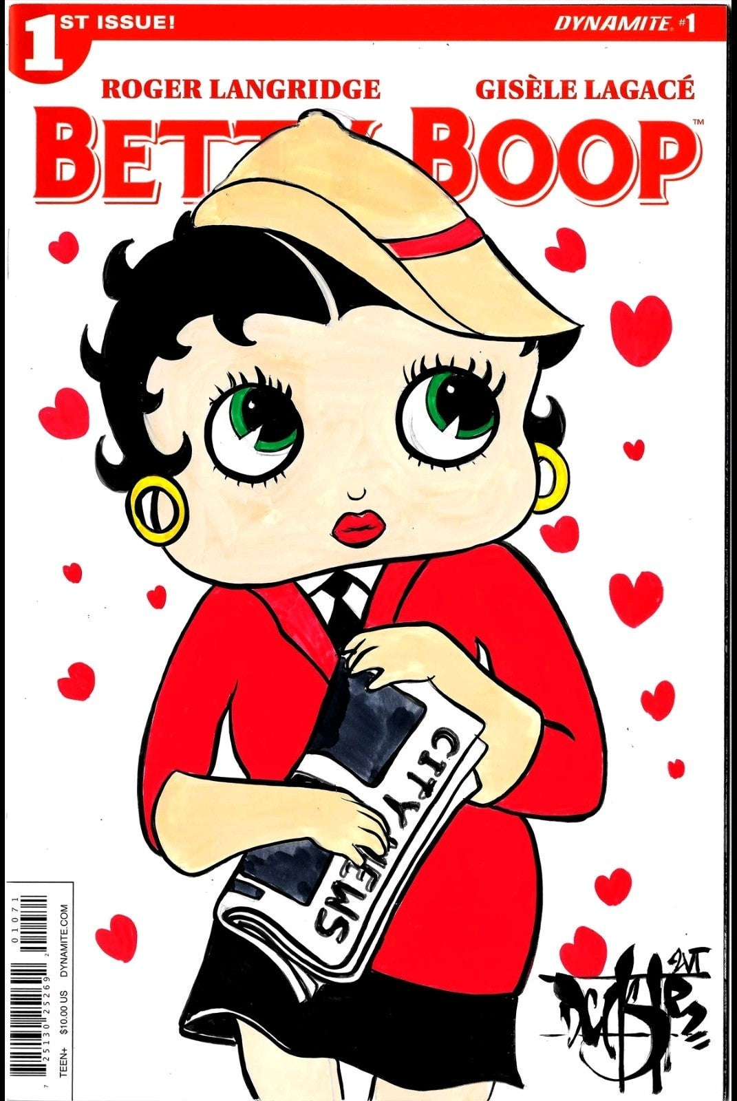 Betty Boop #1 (2016) Dynamite Sketch Cover Variant W Original Dave Castr Art