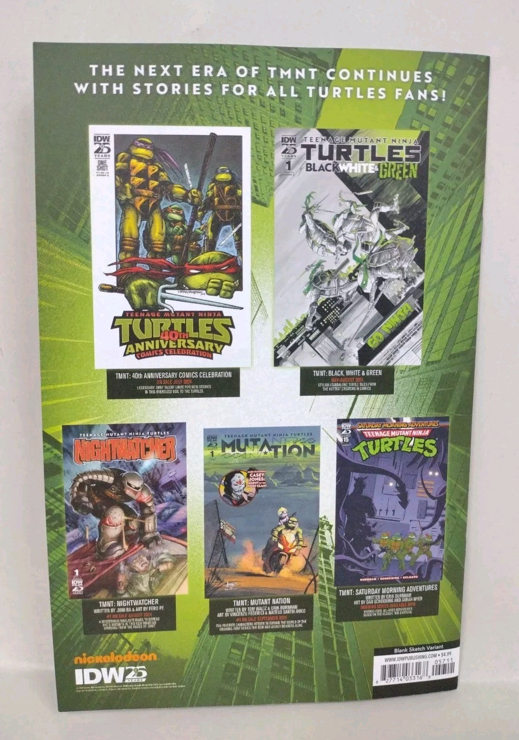 Teenage Mutant Ninja Turtles 1 (2024) IDW Sketch Cover Var W Original JAG Art