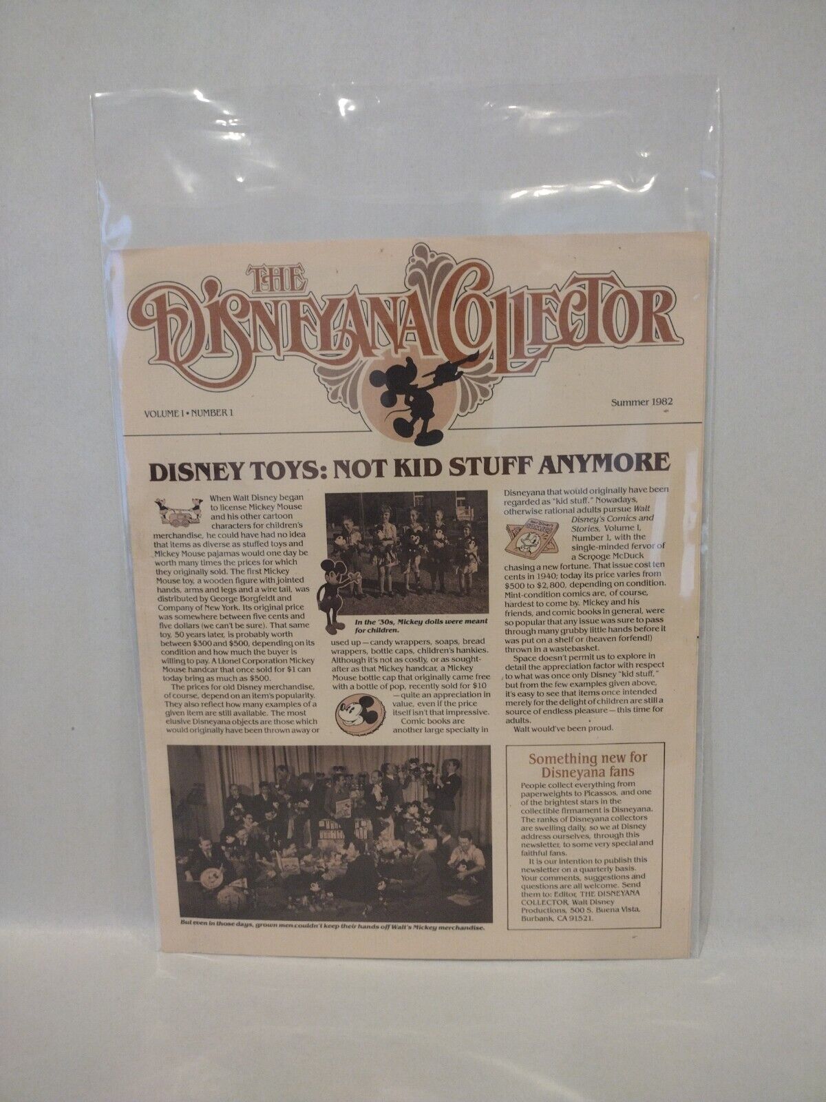 The Disneyana Collector Vol 1 Number 1 Summer 1982 Disney Memorabilia Newsletter