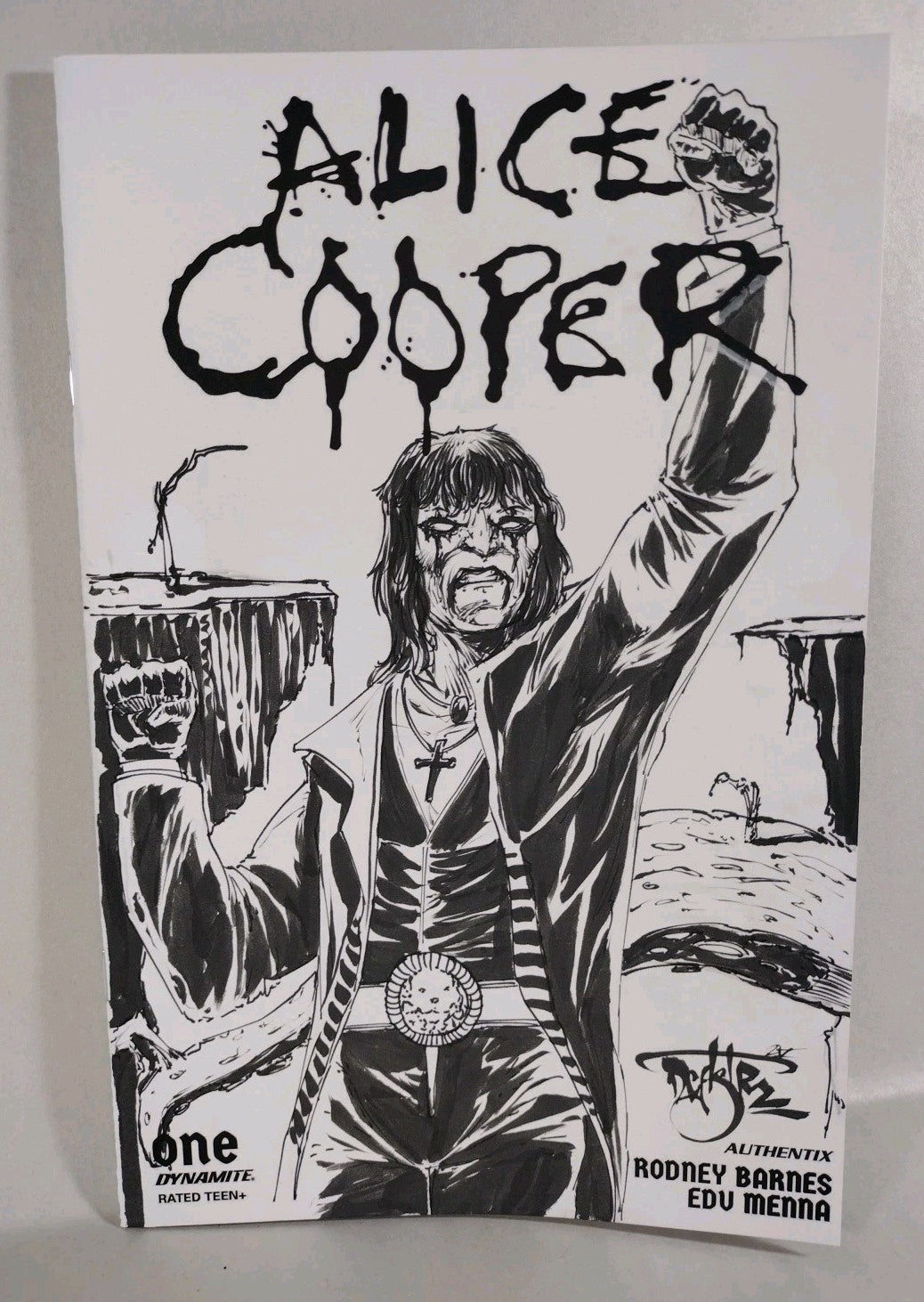 Alice Cooper #1 (2023) Dynamite Sketch Cover Comic W Original Dave Castr Art