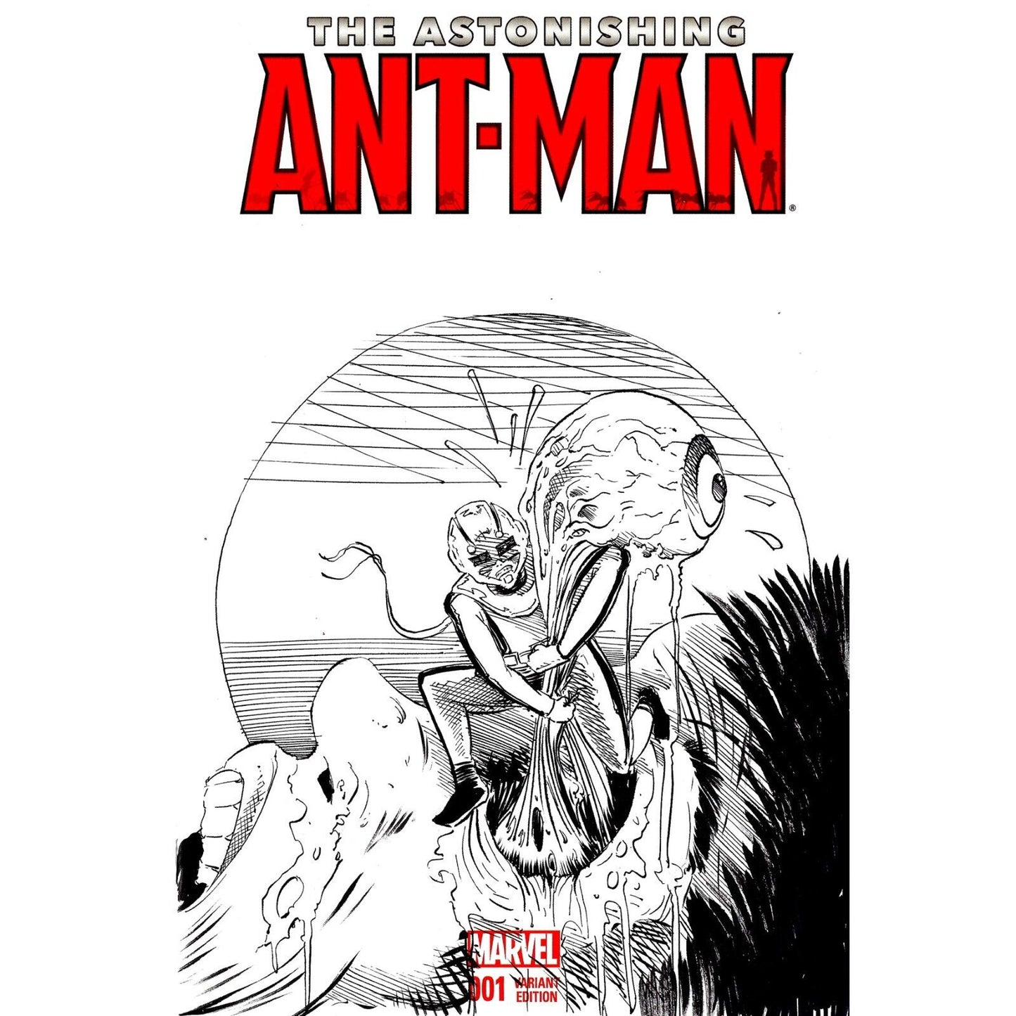 ANT-MAN, THE ASTONISHING #1 Blank Variant Cover Comic W Original Art Dave Castr