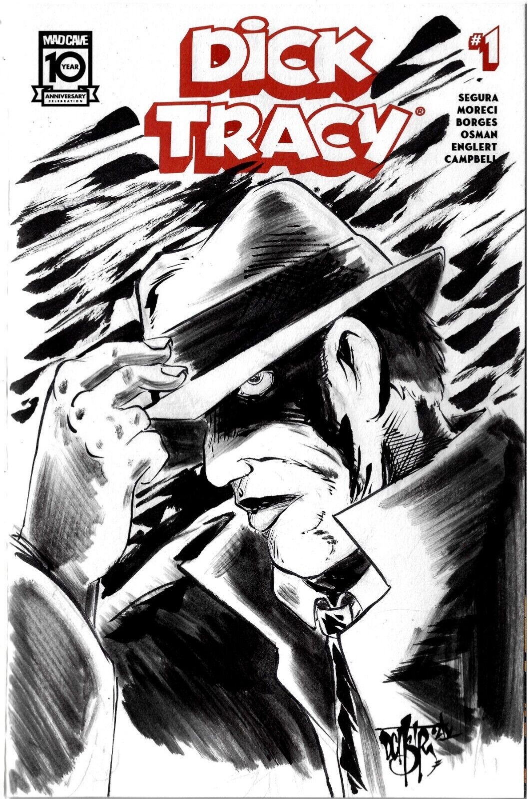 Dick Tracy #1 (2024) Mad Cave Comic Sketch Var Cover W Original Dave Castr Art