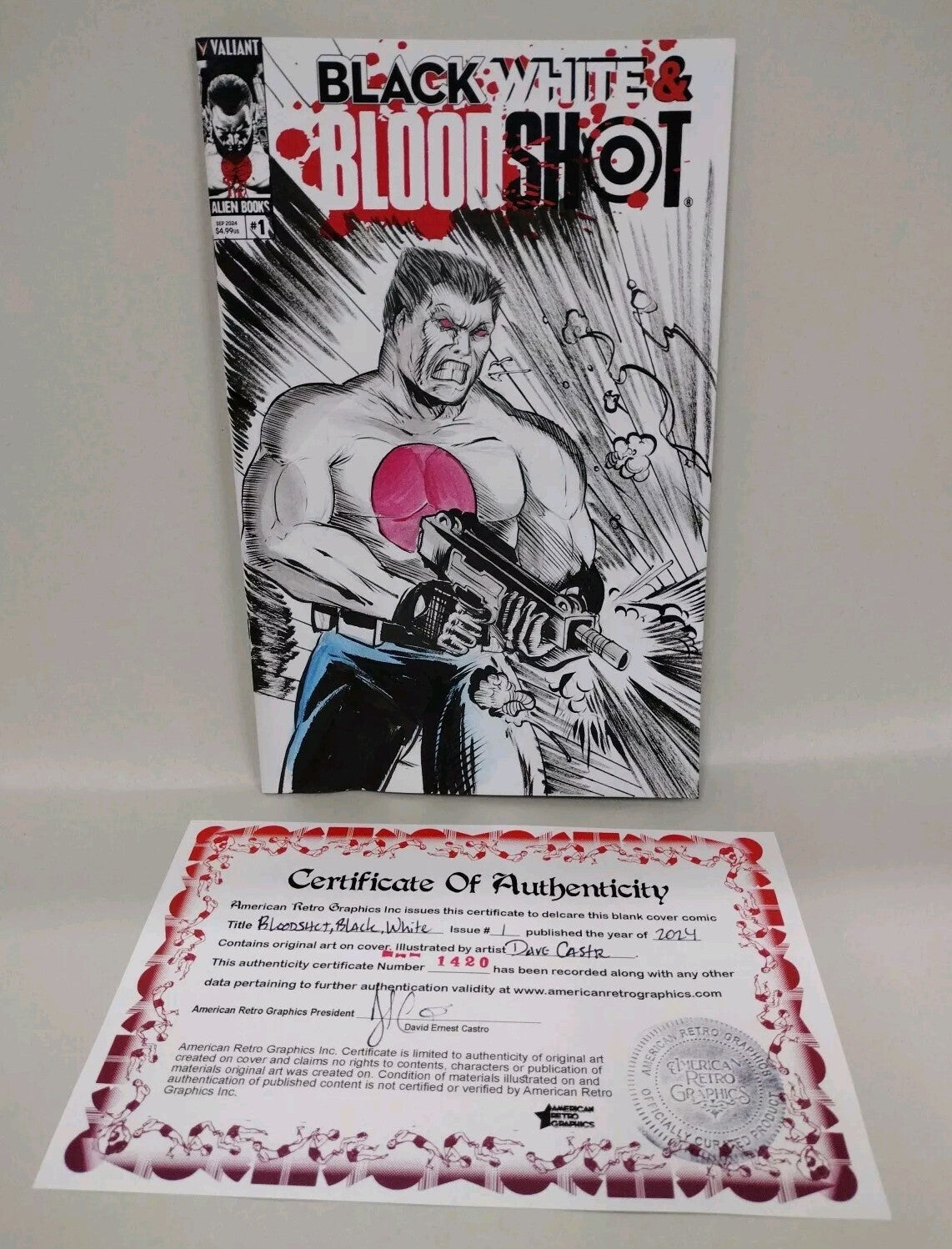 Black White & Bloodshot #1 Valiant Alien Comic Sketch Var W Original DCastr Art