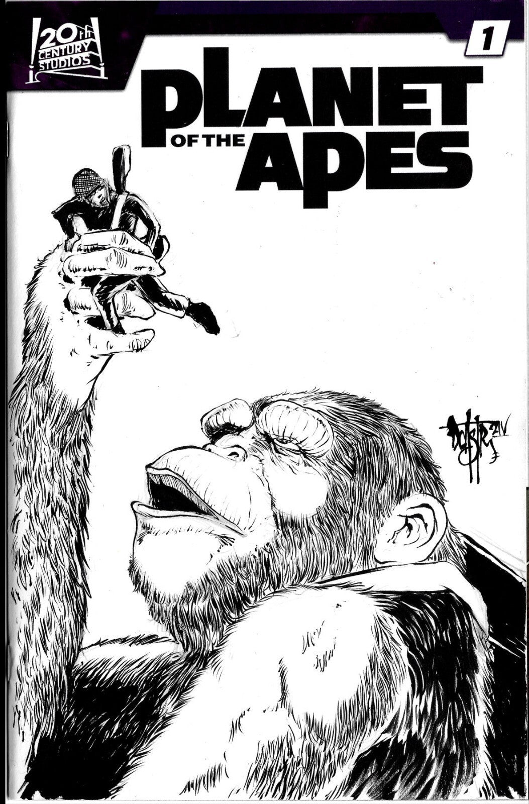 Planet Of The Apes #1 Sketch Cover Variant Comic 2023 W Dave Castr Original Art