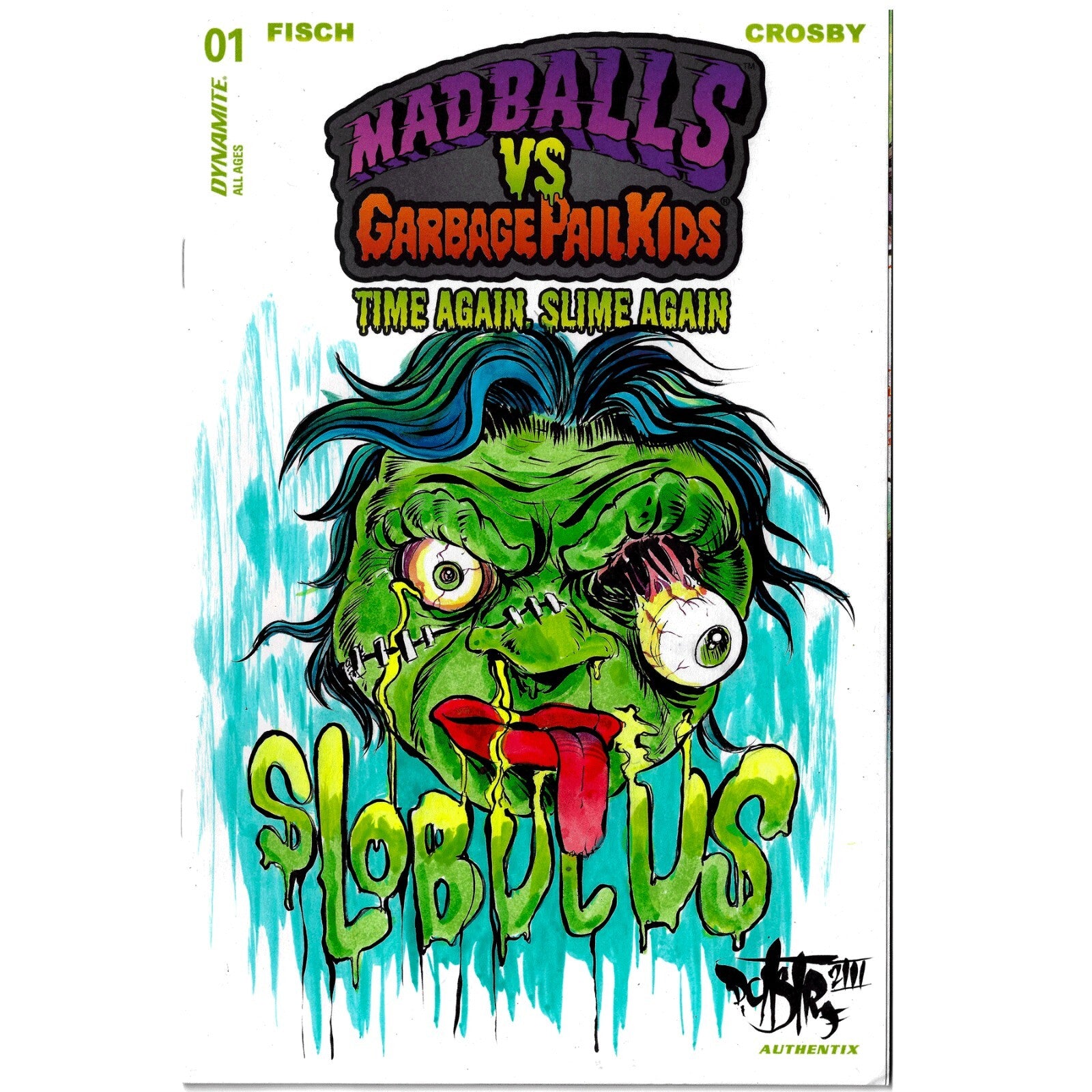 Madballs vs Garbage Pail Kids TGSA 1 Blank Variant Comic Slobulus Original Art