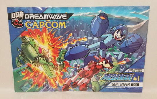Megaman #1 (2003) Dreamwave Comic Promotional Capcom Poster Rare 11 X 17"