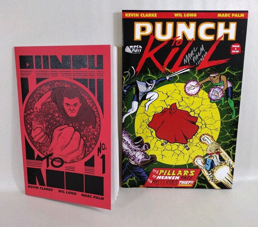 Punch To Kill 2015 1 Ashcan + 2 Pizza Party Comix Outlaw Comic Clarke Long Palm