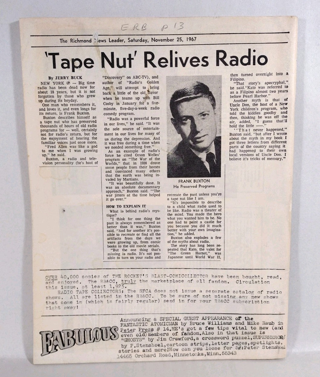RBCC #55  (1966) SFCA Rocket's Blast Comicollector Fanzine