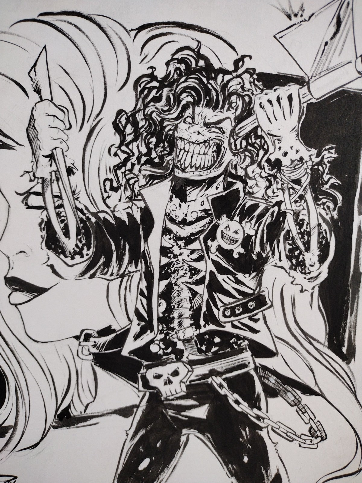 Evil! (2025) Original 9 X 12" Evil Ernie & Lady Death Dave Castr Inked Art W COA