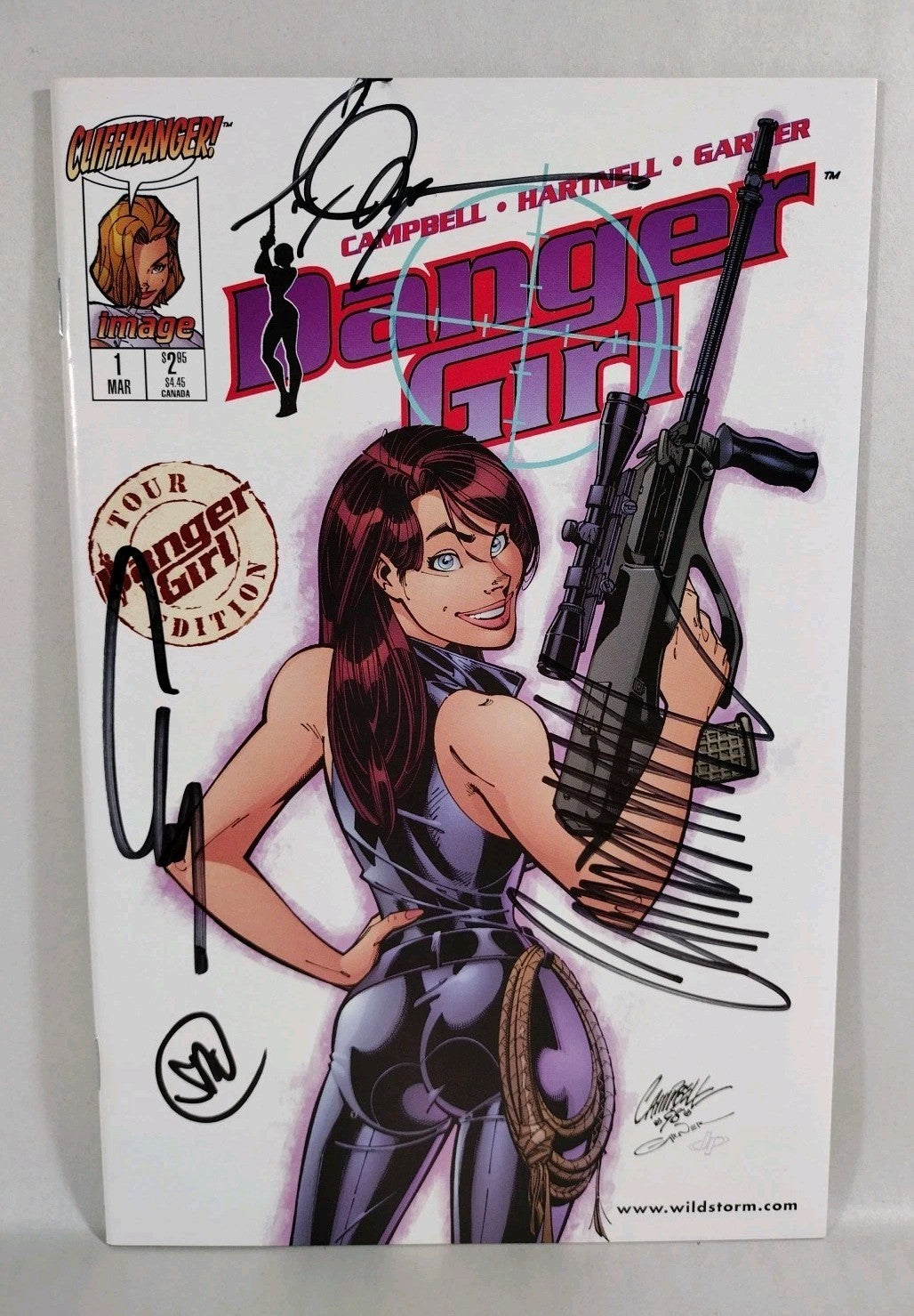 Danger Girl #1 (1998) Image Cliffhanger J Scott Campbell Tour Ed Comic 4x Signed