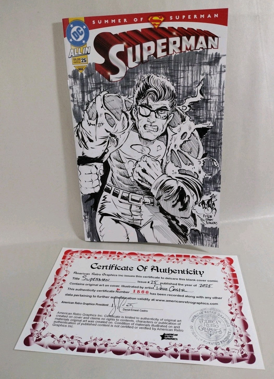 Superman #25 (2025) DC Comic Sketch Variant Cover W Original Dave Castr Art