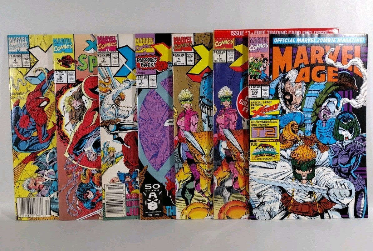 X-Force Marvel Comic Lot #1 1 2nd Gold 2-4 Spider-Man #16 Marvel Age #102 VF+