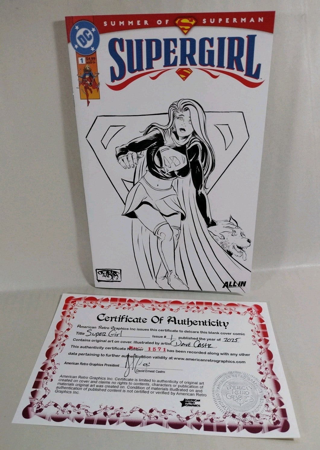 Supergirl #1 (2025) DC Sketch Variant Cover Comic W Original Dave Castr Art