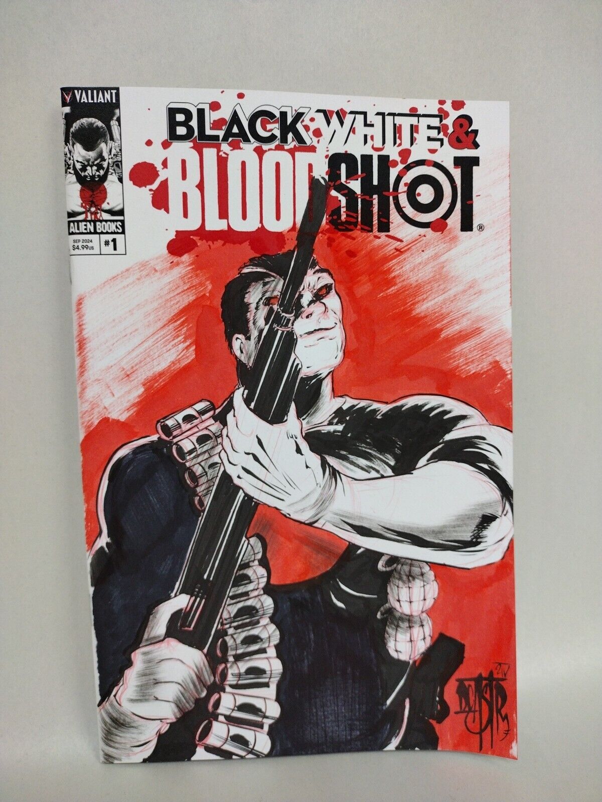 Black White & Bloodshot #1 Valiant Alien Comic Sketch Var W Original DCastr Art