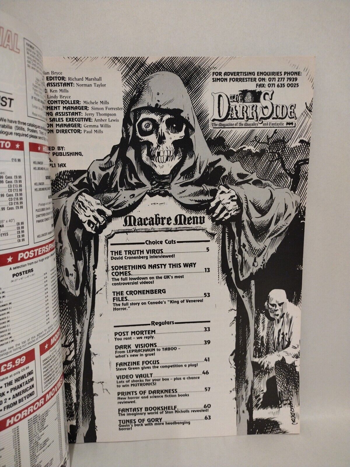 Dark Side Magazine #20 (1992) David Cronenberg Movie Index Naked Lunch Horror