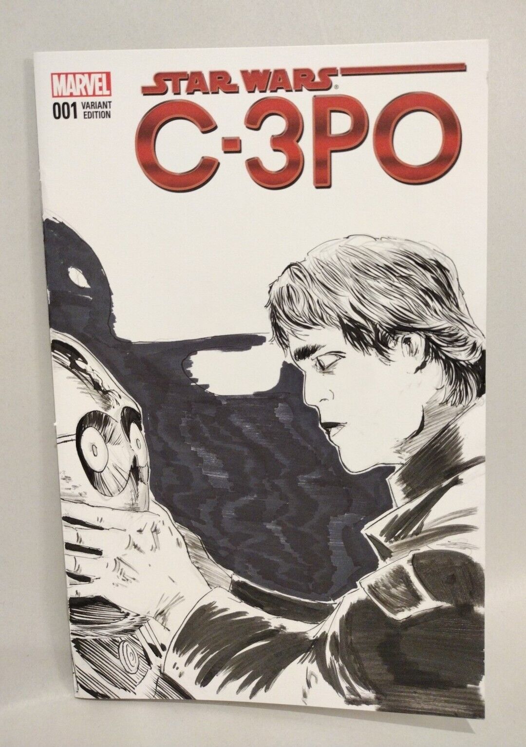 STAR WARS C-3PO 1 (2016) Marvel Sketch Cover Variant W Original Dave Castr Art