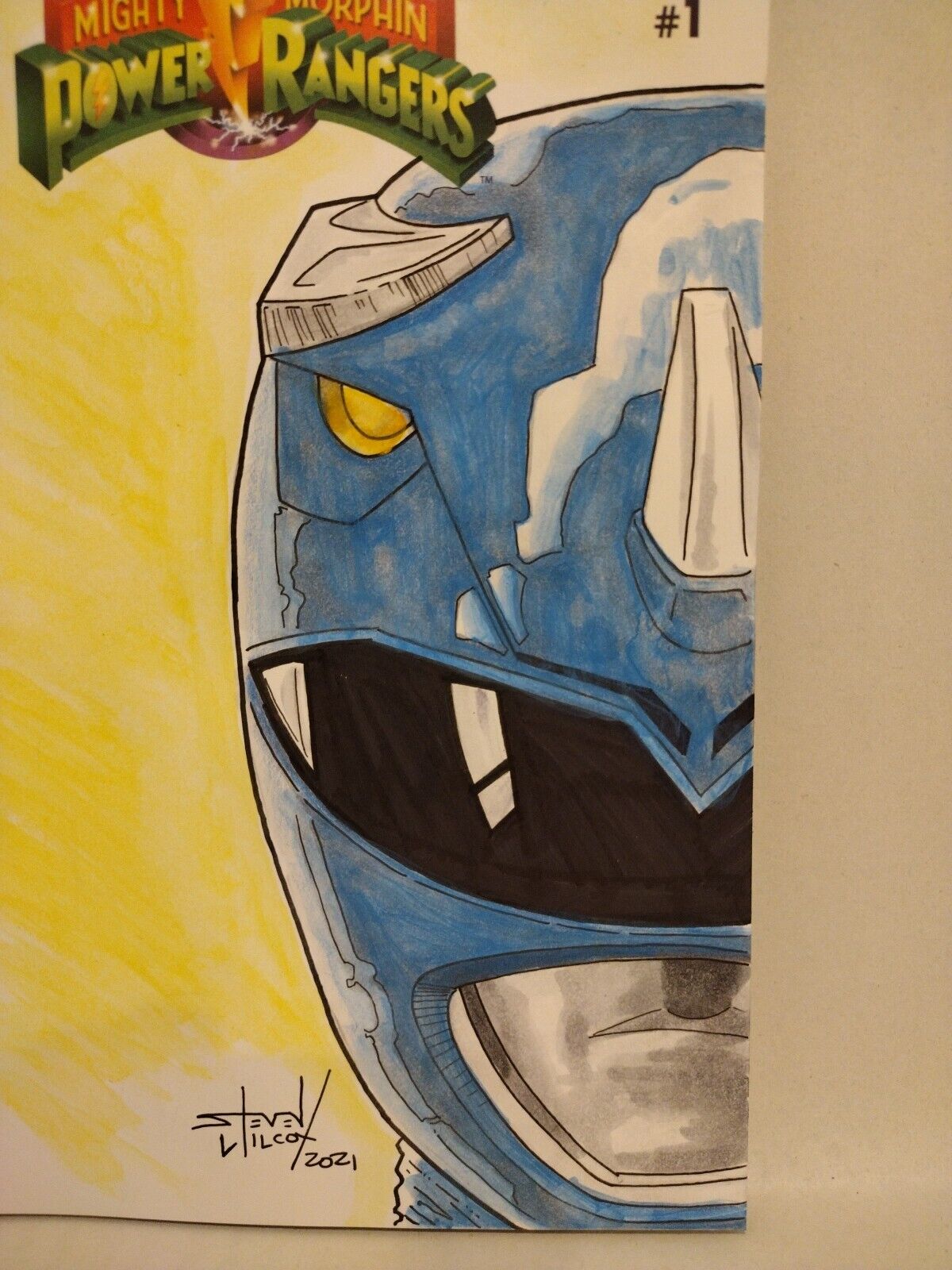 Mighty Morphin Power Rangers 1 Comic W Original Blue Ranger Art Steven Wilcox