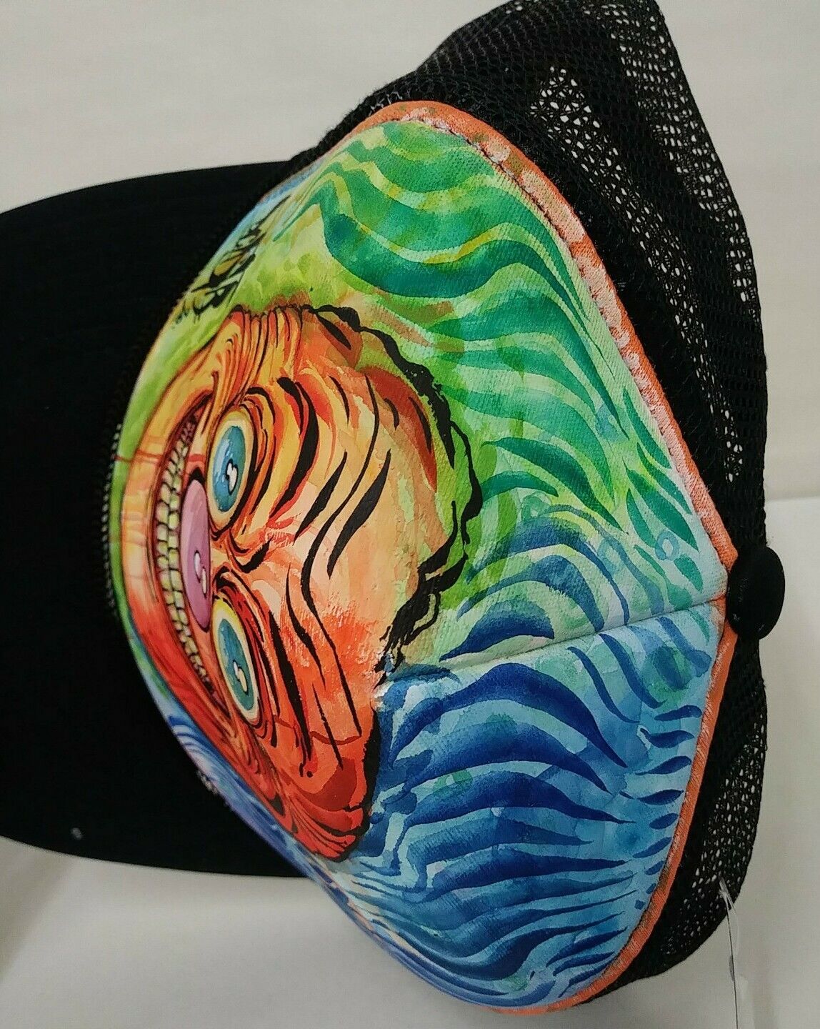 Original Dave Castr Watercolor & Ink Art On Black Trucker Snapback Hat New 2020