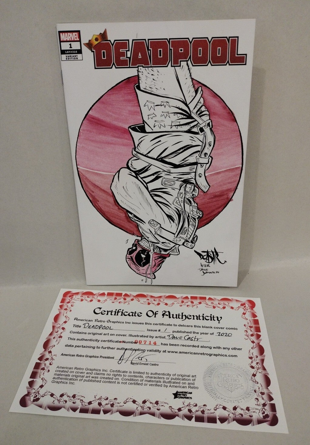 Deadpool #1 (2020) Marvel Sketch Cover Variant Comic W Original Dave Castr Art