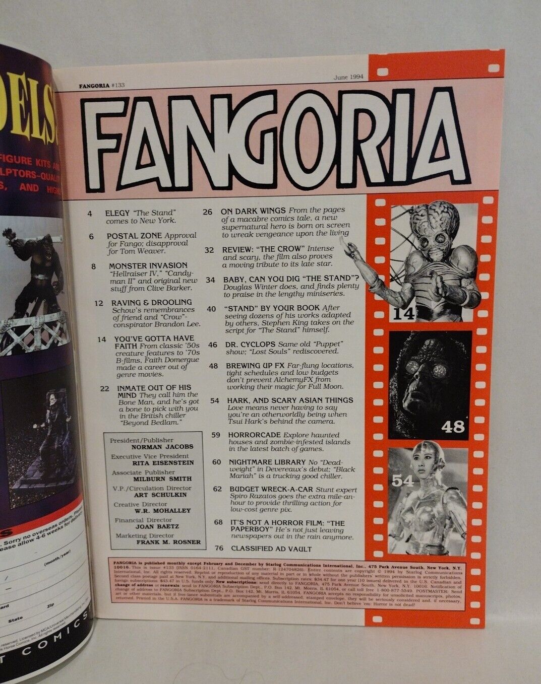 FANGORIA Magazine #133 (1994) The Crow Stephen King The Stand Beyond Bedlam 