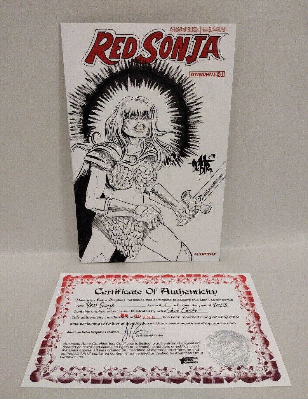 Red Sonja 1 2023 Dynamite Comic Sketch Variant Cover Comic W Original DCastr Art