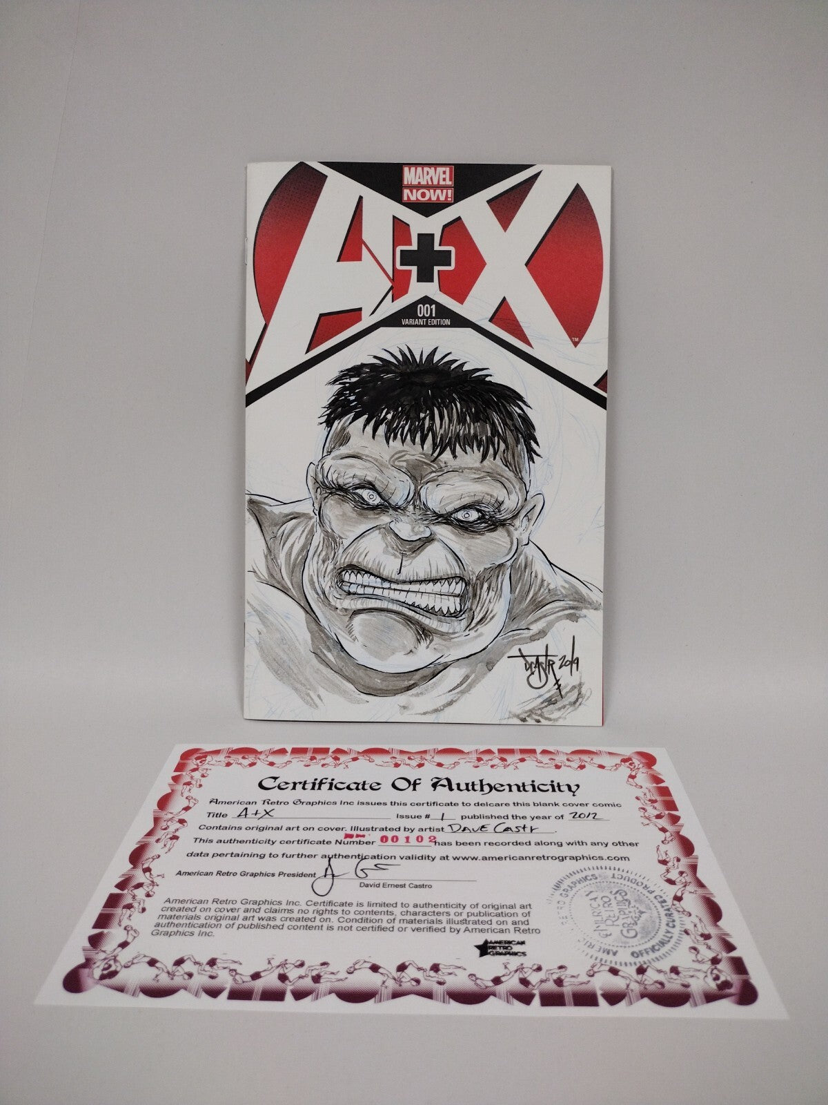 A+X Avengers X-Men 1 (2012) Marvel Sketch Cover Var W Original DCastr Hulk Art