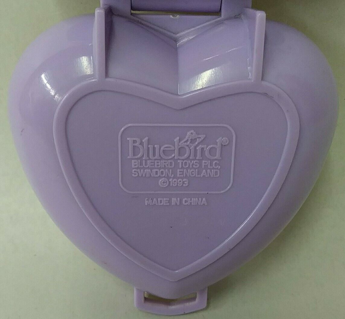 Polly Pocket (1992) Pretty Bunnies Purple Heart Compact Shell w Figure BlueBird