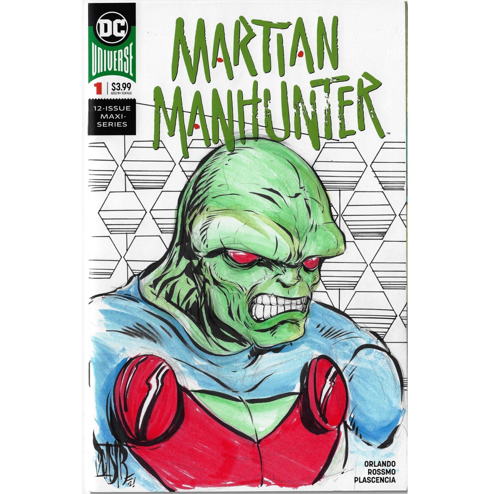 MARTIAN MANHUNTER #1 Blank Sketch Variant Cover Comic W Original Art Dave Castr