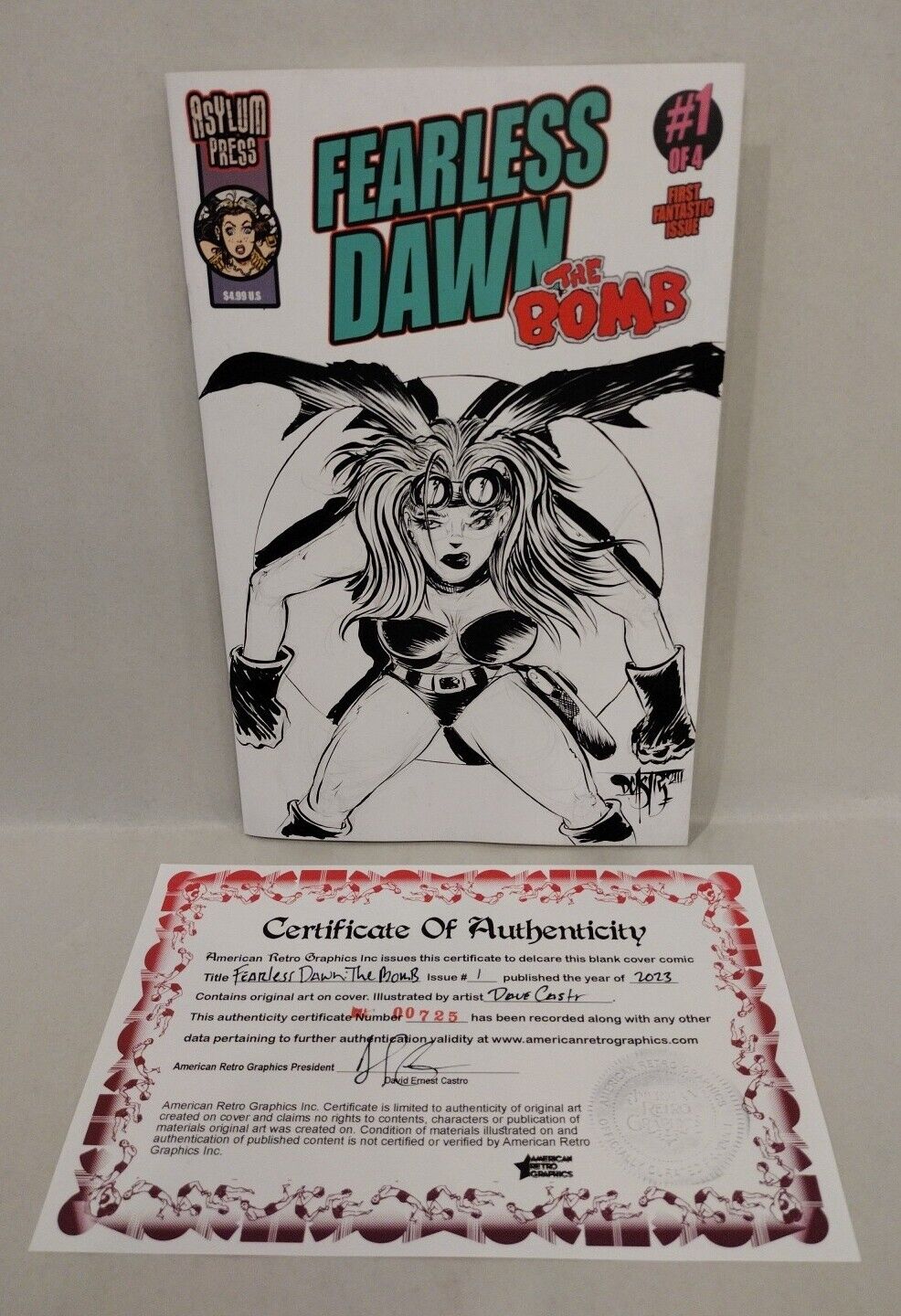 Fearless Dawn The Bomb #1 (2023) Asylum Press Blank Sketch Cover W Original Art