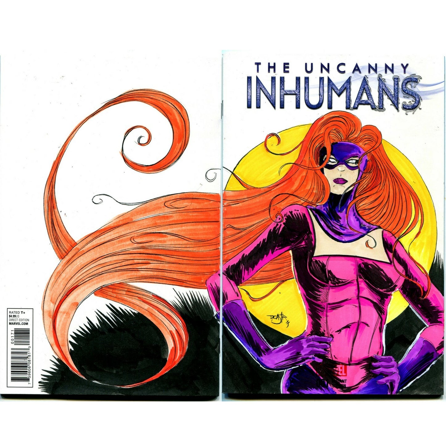 Uncanny Inhumans #1 (2015) Marvel Sketch Cover Var Comic W Original Art DCastr