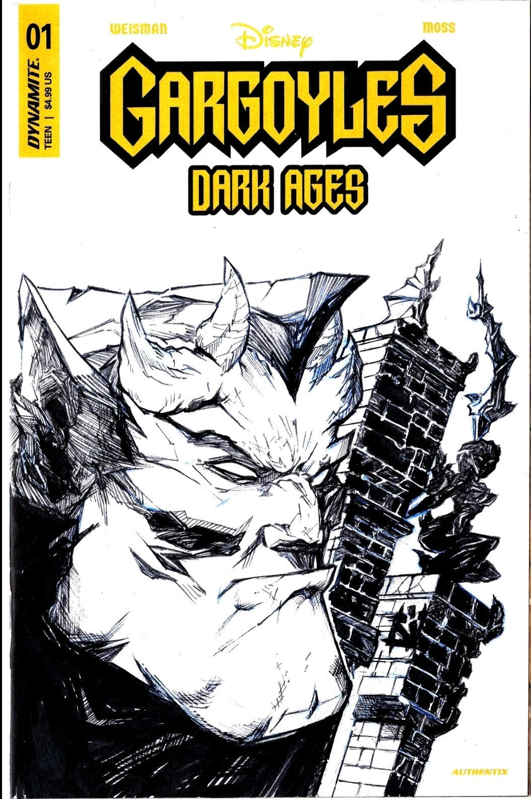 GARGOYLES Dark Ages #1 Dynamite Sketch Cover Comic w Original JAG Goliath Art