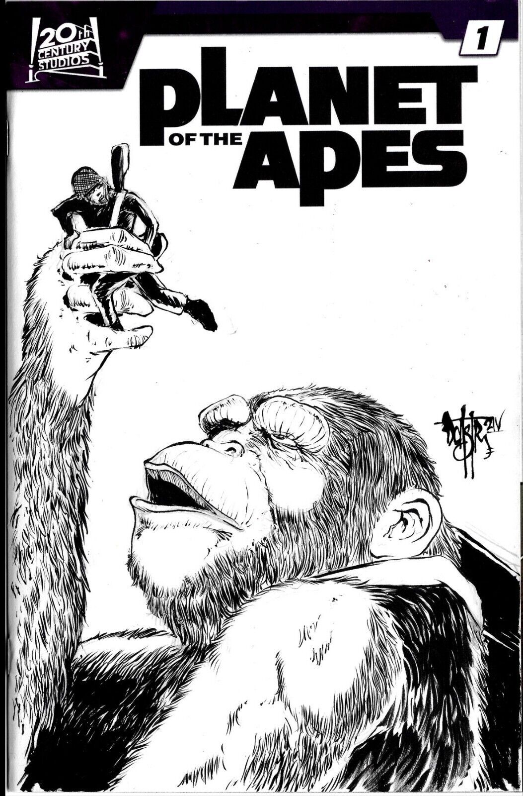 Planet Of The Apes #1 Sketch Cover Variant Comic 2023 W Dave Castr Original Art