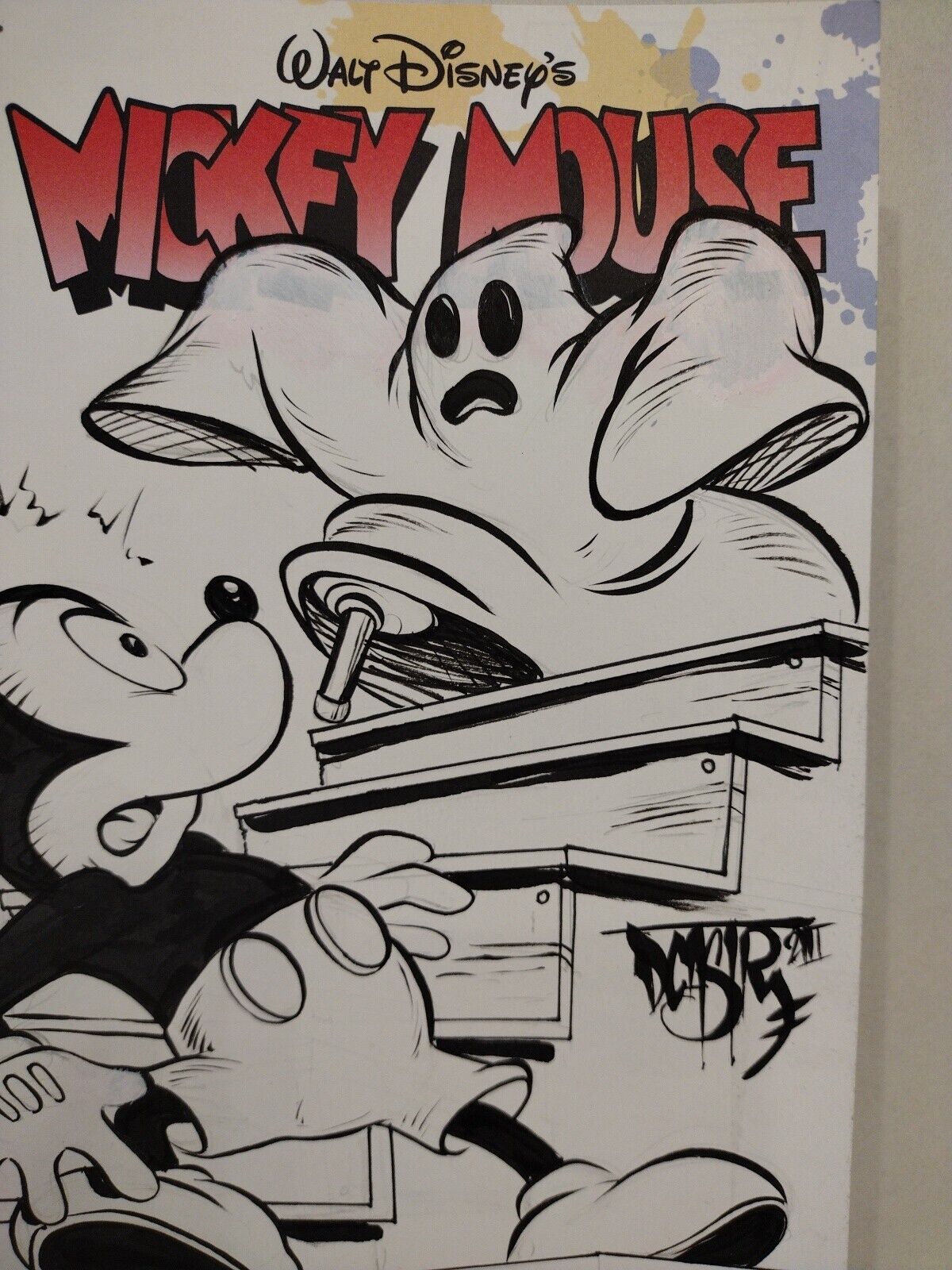 Walt Disney's Mickey Mouse #1 (2015) IDW Blank Sketch Comic Cover w Original Art
