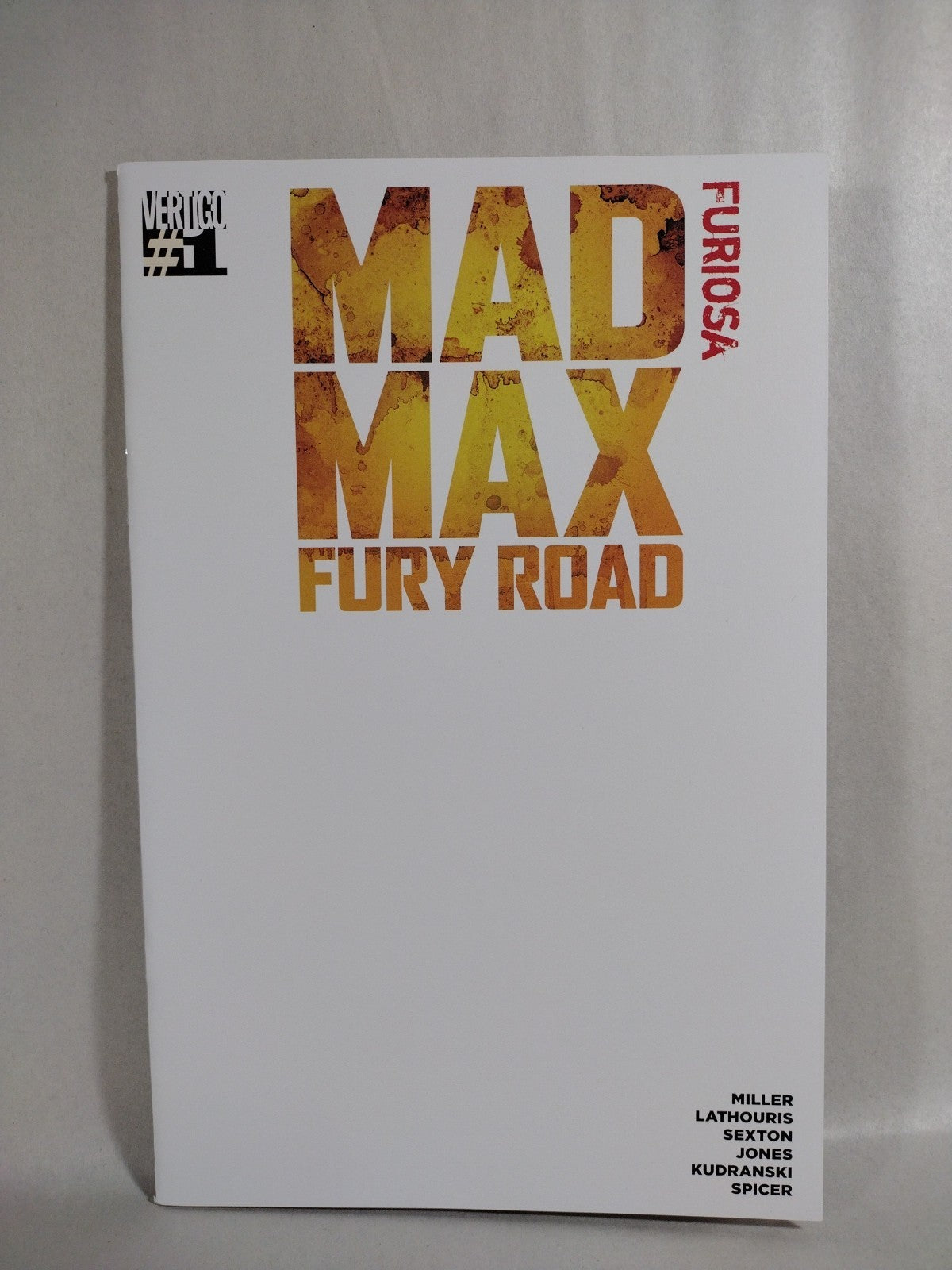 Mad Max Fury Road Furiosa 1 (2015) DC Vertigo Blank Sketch Variant Cover New NM